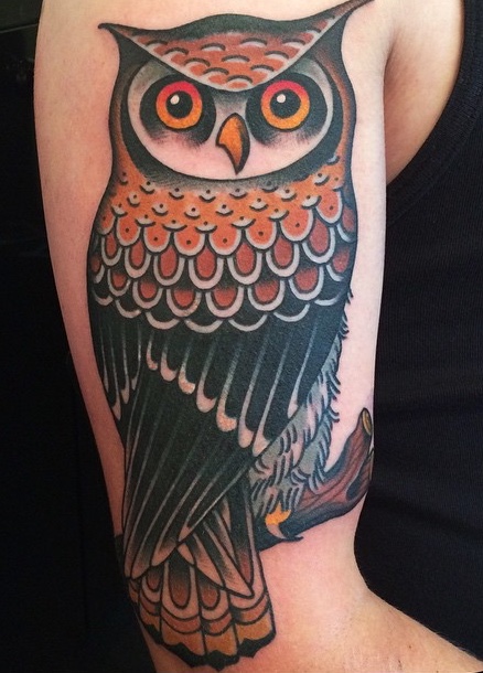 Traditional Tattoo, Bottrop, Owl Tattoo, Ruhrpotttattoo 