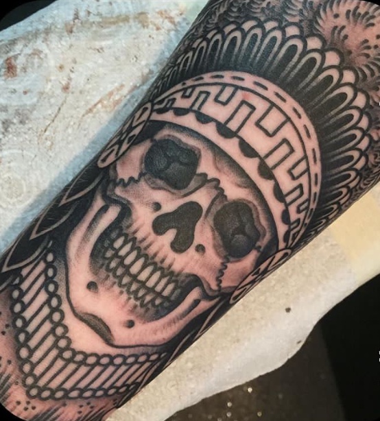 Skull, Tattoo, Traditional Tattoo, Old school Tattoo, Ruhrpott, Bottrop, Indian Chief