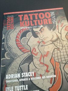 Part Painting of a Japanese warrior on Tattoo Kulture Magazine cover